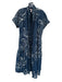 Hutch Size L Navy & Cream Cotton Short Sleeve Flowers Wrap Maxi Dress Navy & Cream / L