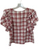 The Great Size 0/XS Mauve & White Cotton & Linen Short Sleeve Checkered Top Mauve & White / 0/XS