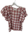 The Great Size 0/XS Mauve & White Cotton & Linen Short Sleeve Checkered Top Mauve & White / 0/XS