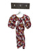 Nicholas Size 7 Purple & White Linen Short Balloon Sleeve Flowers Back Zip Dress Purple & White / 7