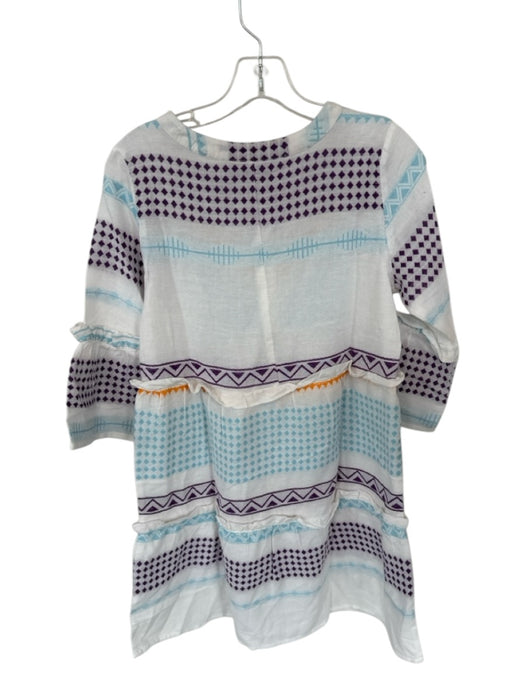 Cecilie Copenhagen Size XS White & Purple Cotton Long Sleeve Tribal Dress White & Purple / XS
