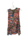 Saloni Size 2 Peach & Green Silk Sleeveless Flowers Buttons Ruffles Dress Peach & Green / 2