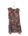 Saloni Size 2 Peach & Green Silk Sleeveless Flowers Buttons Ruffles Dress Peach & Green / 2