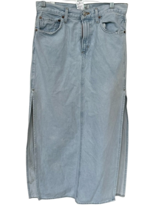 Agolde Size 26 Light Wash Organic Cotton High Waist Denim Maxi Skirt Light Wash / 26