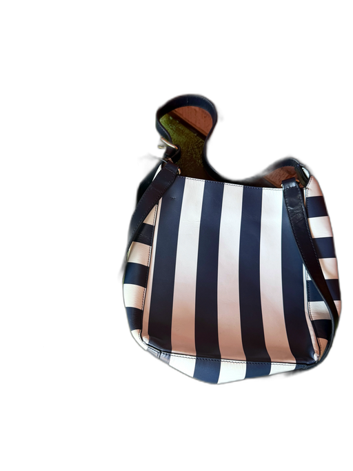 A.P.C Navy & white Leather Top Handle Striped Bucket Crossbody Strap Bag Navy & white / S