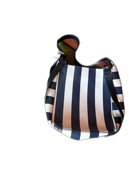 A.P.C Navy & white Leather Top Handle Striped Bucket Crossbody Strap Bag Navy & white / S