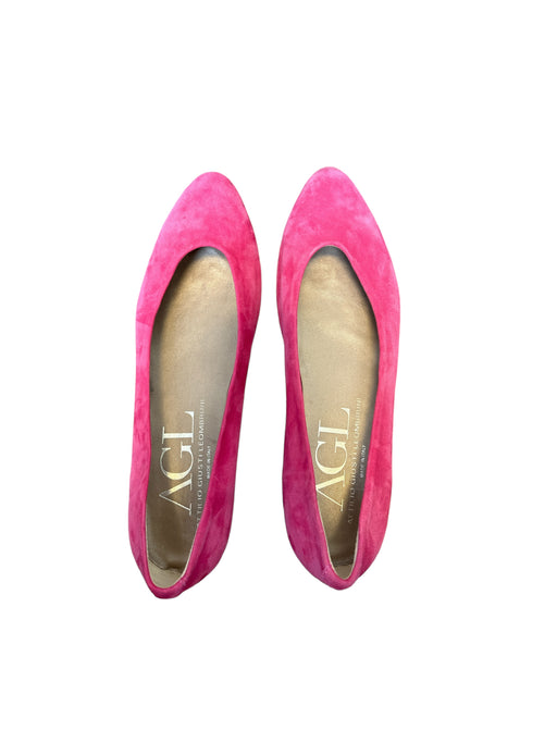 AGL Shoe Size 38.5 Pink Suede Almond Toe Flats Pink / 38.5