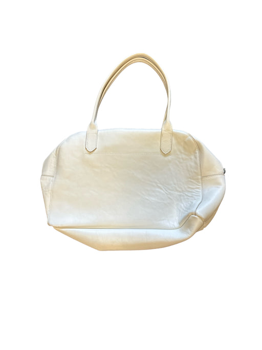 B. May White Leather Top Handles Bag White / M