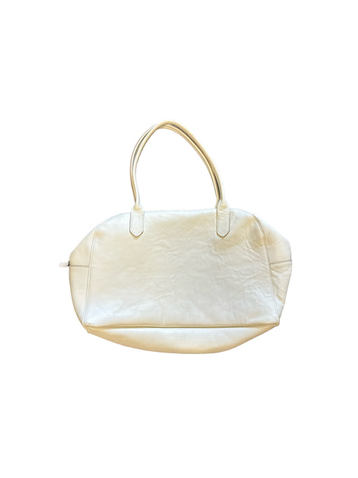 B. May White Leather Top Handles Bag White / M