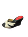 Christian Louboutin Shoe Size 36 White & Black Canvas Wedge Espadrille Sandals White & Black / 36