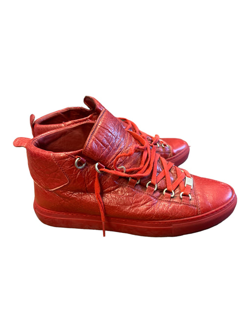 Balenciaga Shoe Size 41 AS IS Red Leather High Top Lace & Cord Men's Sneakers 41