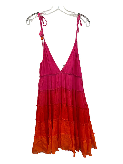 Rococo Size S Orange & Pink Viscose Spaghetti Strap color block Dress Orange & Pink / S