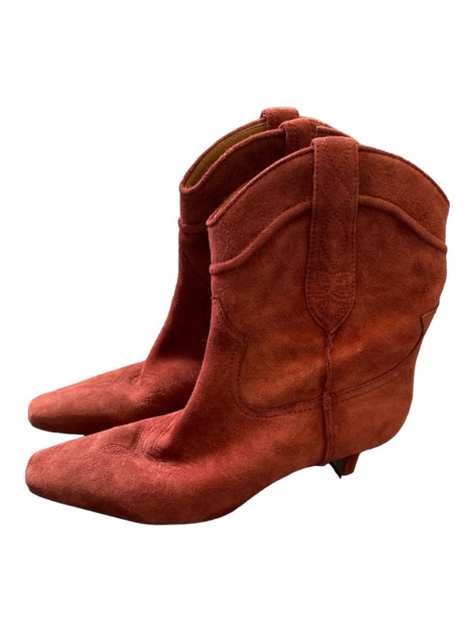 Sam Edelman Shoe Size 6 Rust Suede Kitten Heel Cowboy Booties Rust / 6