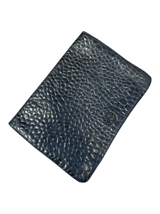 Rissetto 49 Black Leather Croc Embossed Fold Over Clutch Black