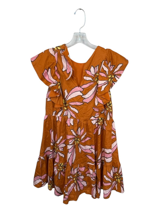 Crosby Size XS Orange & Pink Lycocell Flutter Sleeves Flowers Dress Orange & Pink / XS