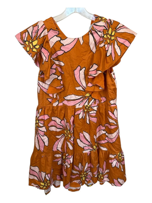 Crosby Size XS Orange & Pink Lycocell Flutter Sleeves Flowers Dress Orange & Pink / XS