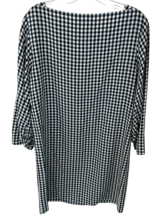 Tibi Size 6 Black & White Viscose Long Balloon Sleeve Checkered Dress Black & White / 6