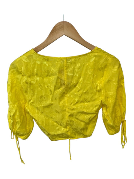 Staud Size XS Yellow Viscose Blend Short Sleeve Floral Cropped Top Yellow / XS
