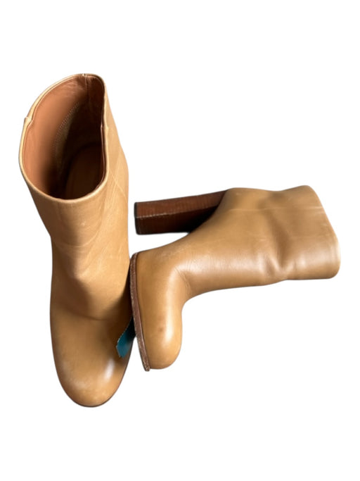 Celine Shoe Size 37 Camel Leather Stacked Heel Booties Camel / 37