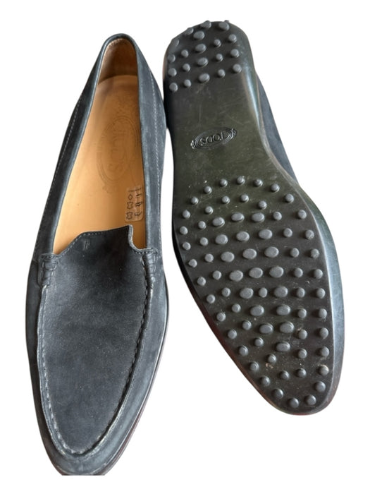 Tods Shoe Size 9.5 Black Suede Rubber Sole Driver Loafers Black / 9.5