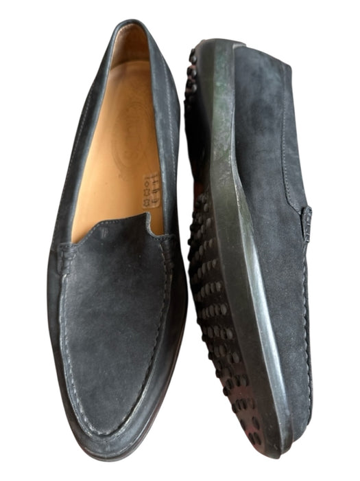 Tods Shoe Size 9.5 Black Suede Rubber Sole Driver Loafers Black / 9.5