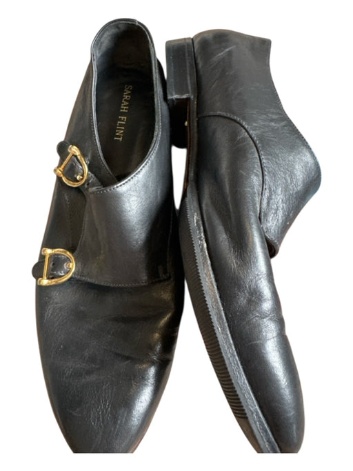 Sarah Flint Shoe Size 38 Black & Gold Leather Buckles GHW Loafers Black & Gold / 38