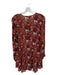 A.L.C. Size 8 Rust & Black Silk Long Sleeve Botanical Buttons Dress Rust & Black / 8