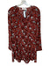 A.L.C. Size 8 Rust & Black Silk Long Sleeve Botanical Buttons Dress Rust & Black / 8
