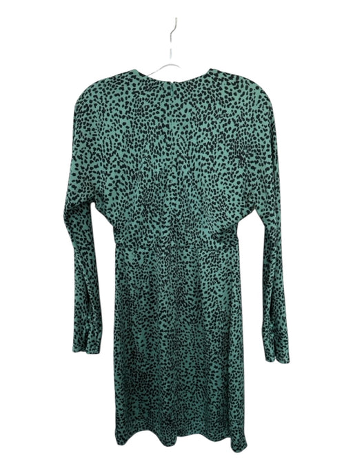 Equipment Size 2 Green & Black Polyester Long Sleeve Animal Print Buttons Dress Green & Black / 2