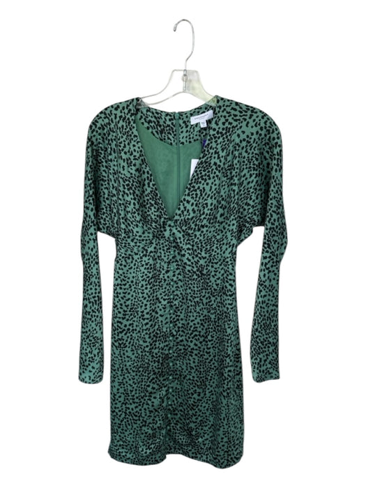 Equipment Size 2 Green & Black Polyester Long Sleeve Animal Print Buttons Dress Green & Black / 2