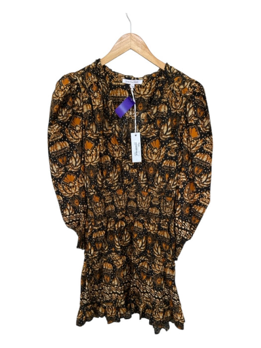 Love The Label Size M Black & Orange Cotton Long Balloon Sleeve Dress Black & Orange / M