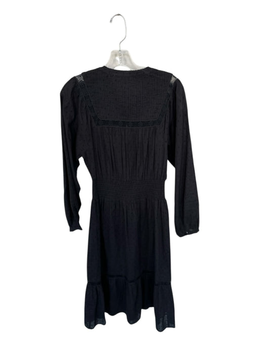 Cleobella Size XS Black Cotton Long Sleeve Lace Trim Midi Dress Black / XS
