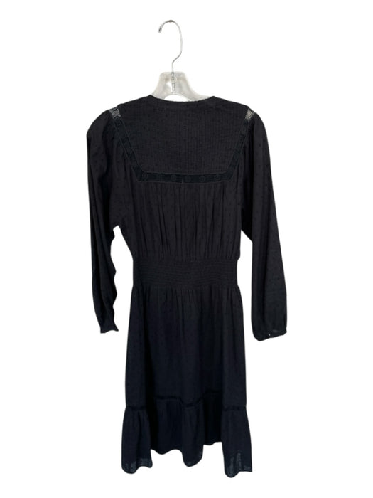 Cleobella Size XS Black Cotton Long Sleeve Lace Trim Midi Dress Black / XS