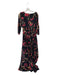Yumi Kim Size M Black & Red Polyester Long Balloon Sleeve Flowers Back Zip Dress Black & Red / M