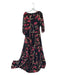 Yumi Kim Size M Black & Red Polyester Long Balloon Sleeve Flowers Back Zip Dress Black & Red / M