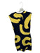 Celine Size XS Yellow & Navy Viscose Cap Sleeve Abstract Body Con Dress Yellow & Navy / XS