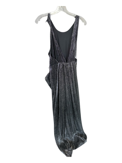 Halston Size 10 Silver & Black Polyester Blend Strappy Metallic Sleeveless Gown Silver & Black / 10