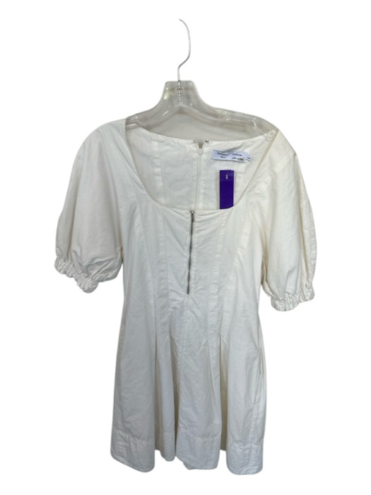 Proenza Schouler Size 0 White Cotton Short Balloon Sleeve Corset Bodice Dress White / 0