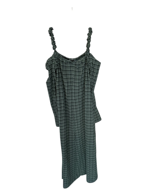 Ganni Size 34 Green & Black Polyester Blend Long Sleeve Cold Shoulder Maxi Dress Green & Black / 34