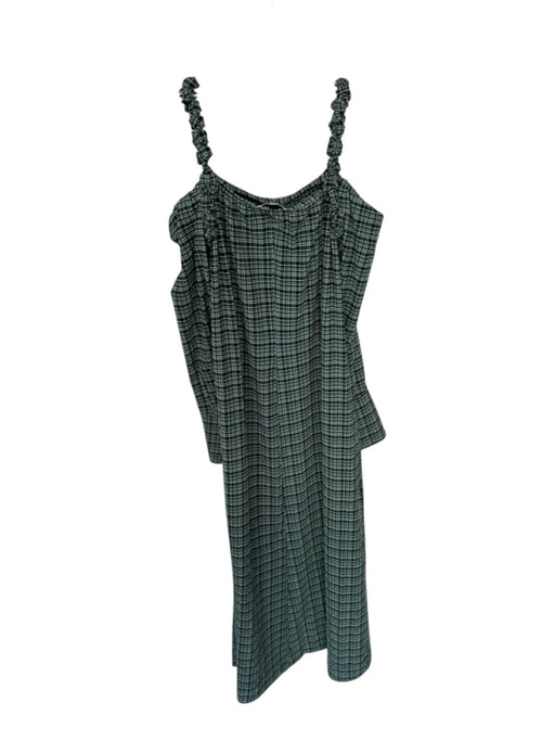 ganni green and black dress GANNI PRINTED CREPE WRAP DRESS VERDANT GREEN SIZE US4/S