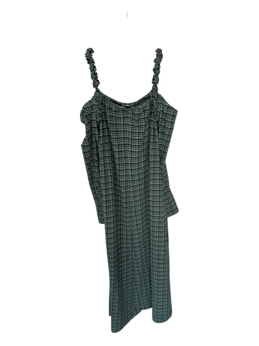 Ganni Size 34 Green & Black Polyester Blend Long Sleeve Cold Shoulder Maxi Dress Green & Black / 34