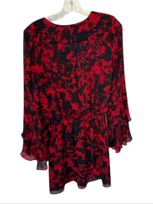 Parker Size XS Red & Black Polyester Long Sleeve Abstract Dress Red & Black / XS