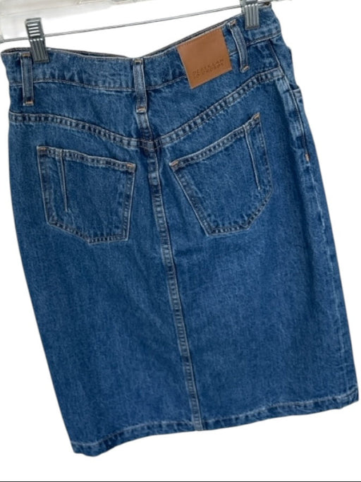 Derek Lam 10 Crosby Size 25 Med Dark Wash Cotton Blend Front Button Midi Skirt Med Dark Wash / 25