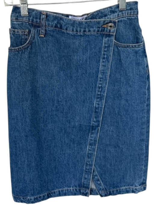 Derek Lam 10 Crosby Size 25 Med Dark Wash Cotton Blend Front Button Midi Skirt Med Dark Wash / 25