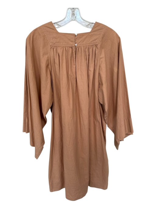 Doen Size S light brown Cotton Long Bell Sleeve Square Neck Dress light brown / S