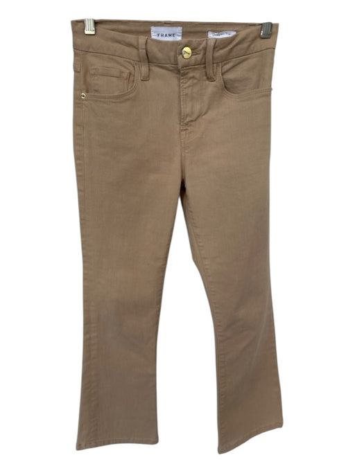 Frame Size 25 Tan Cotton Blend Mid Rise Bootcut Flare Cropped Jeans Tan / 25