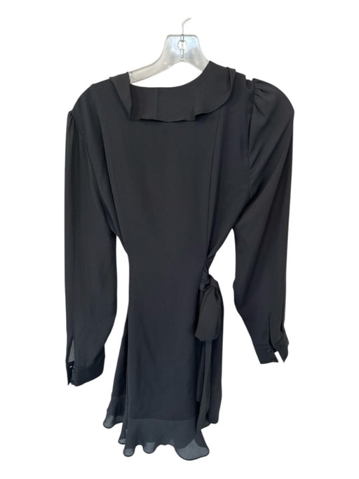 Parker Size 2 Black Polyester Long Sleeve Ruffles Sash Dress Black / 2