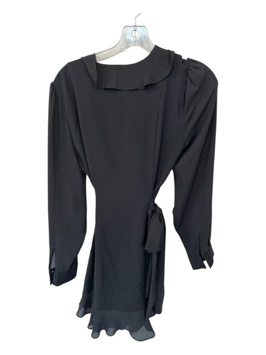 Parker Size 2 Black Polyester Long Sleeve Ruffles Sash Dress Black / 2
