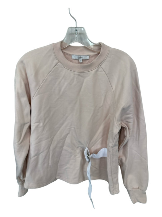 Tibi Size XS Blush Cotton Long Sleeve Side Gather Sweatshirt Blush / XS
