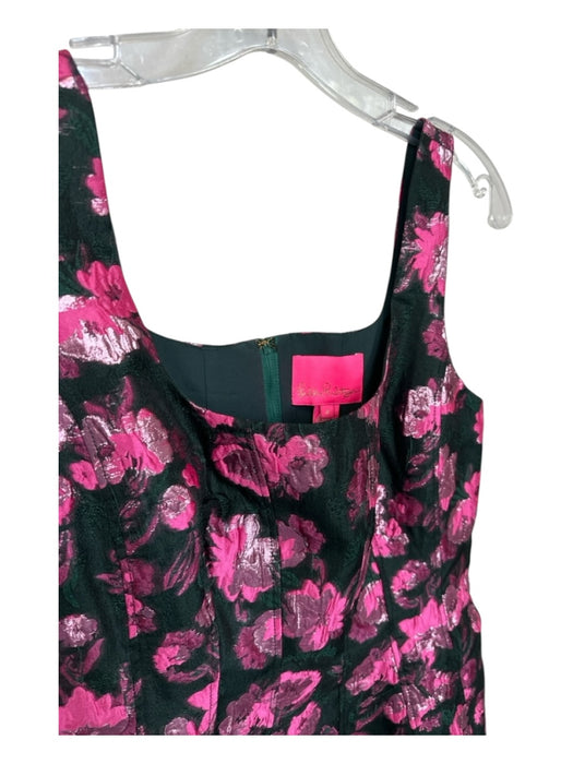 Lilly Pulitzer Size 4 Green & Pink Polyester Blend jaquard Flowers Dress Green & Pink / 4